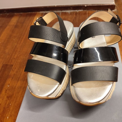 Hogan black leather platform sandals size 36.5