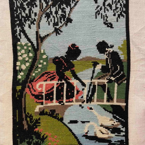 Handmade textile framed artwork, 0.28x0.20 m