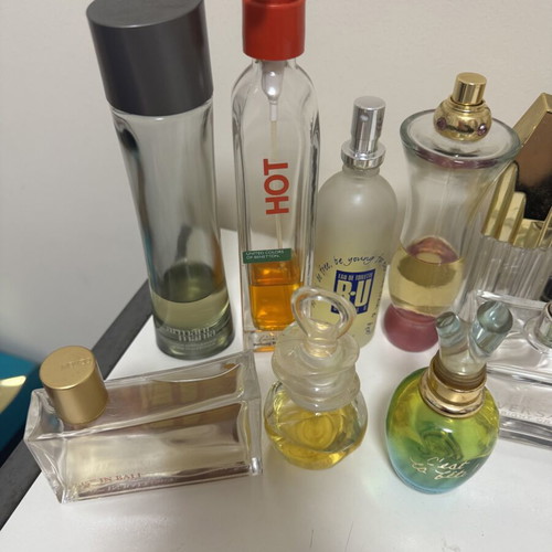Christian LaCroix, Fendi, Van Cleef perfume bottles used, rare collectible set