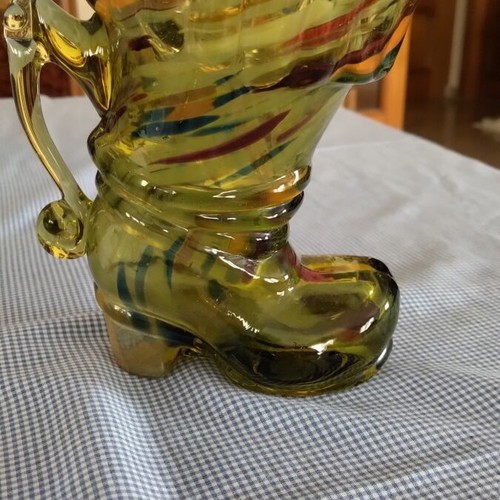 Murano boot-shaped pitcher like new, hand-blown glass vintage piece