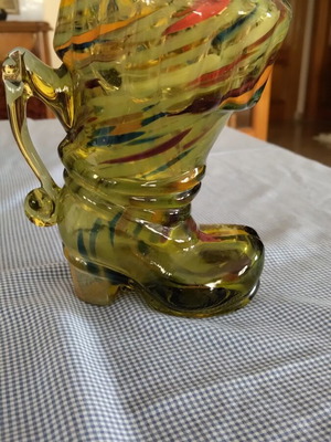 Murano boot-shaped pitcher like new, hand-blown glass vintage piece