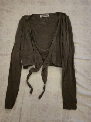 Platinum short cardigan used, size S, beige and light brown