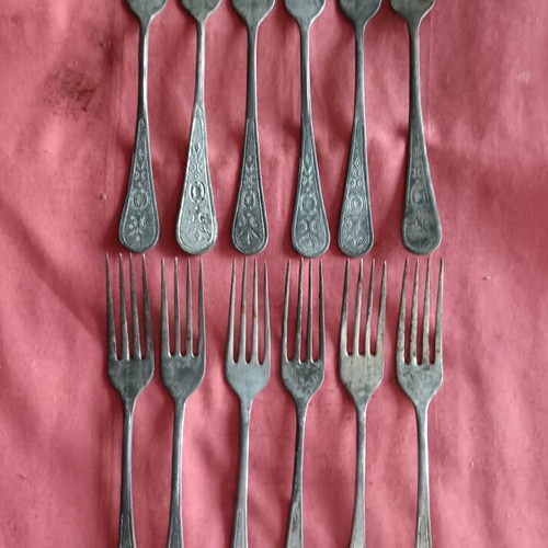 Vintage collectible forks set of 12 used with designs