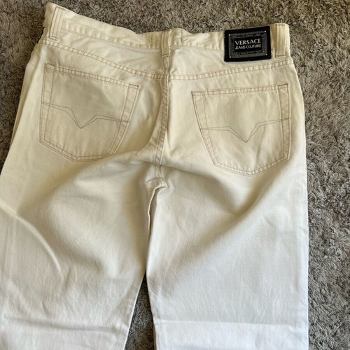 Versace jeans beige cotton-linen pants like new with Medusa detail