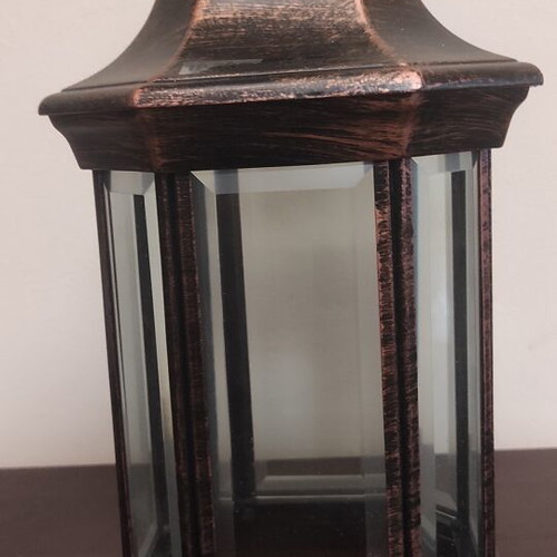 Outdoor Lantern Lamp made of Aluminum and Glass, Copper Color