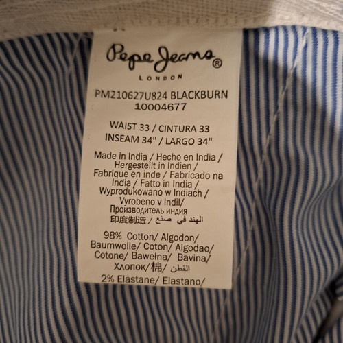 Pepe Jeans men's pants ice color like new, size 33 waist 34 length