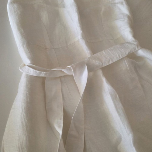 M&S Autograph White Linen Blend Sleeveless Boat Neck Midi Dress new