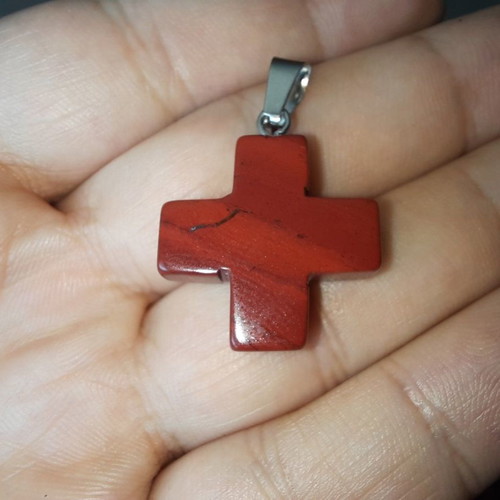 Cross made of natural red jasper stone new 20mm