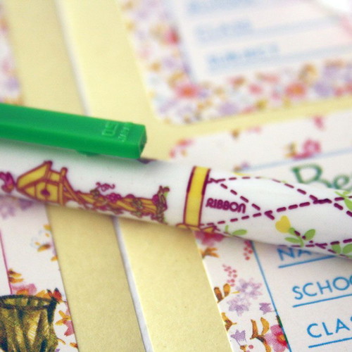 KUTSUWA Beautiful Sunday Sarah Kay stickers and 2 Green Hills Ribbon mechanical pencils new