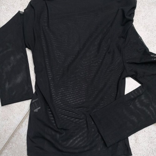 Shein sheer blouse with slant collar like new, black