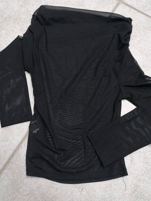 Shein sheer blouse with slant collar like new, black