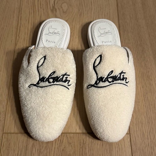 Christian Louboutin Navy Coolito Donna slippers like new, white