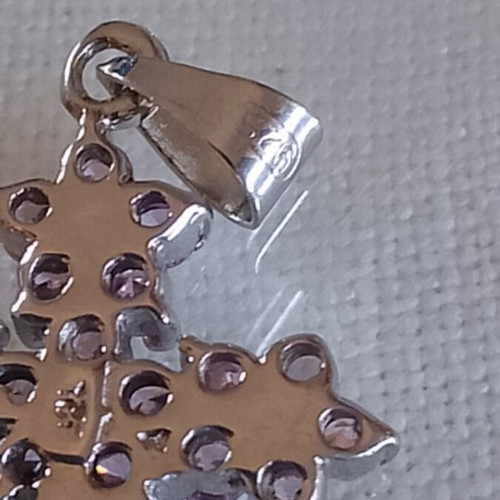 Silver Cross 925 with Pink Zirconia
