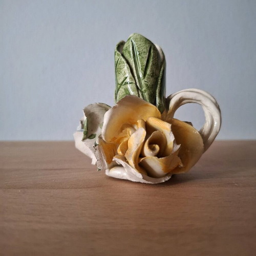 Vintage Capodimonte decorative candlestick used with porcelain flowers