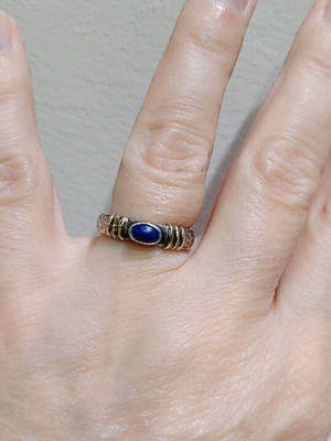 Ring of 925 silver and 14k gold with deep blue lapis lazuli like new
