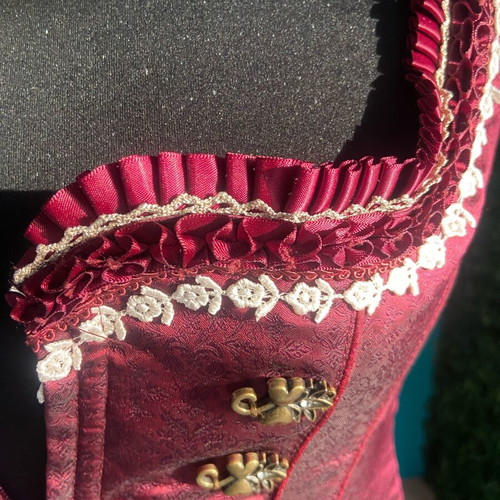 Bavarian dirndl sleeveless corset top new, burgundy