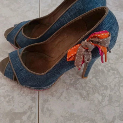 CafeNoir denim high-heeled pumps size 37 like new