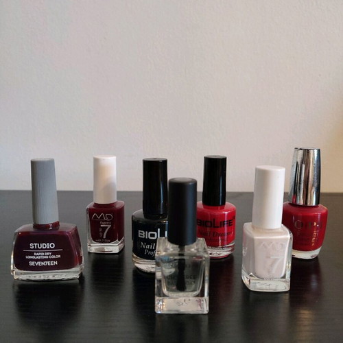 Nail polish set of 6 brands and Korres base coat like new