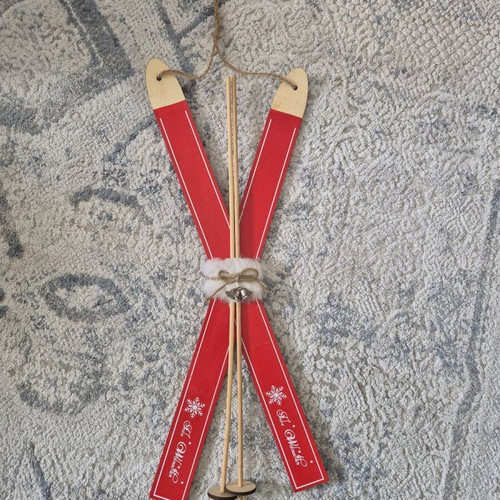 Wooden Christmas hanging ski decorations 60cm like new