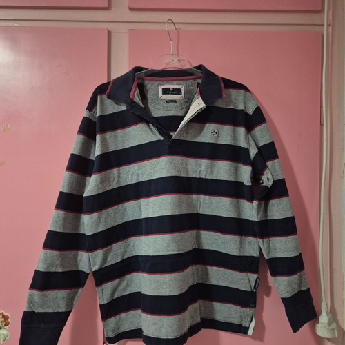 Visconti men's blouse L with long sleeves, like new, gray and blue