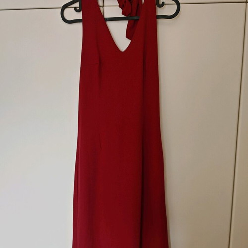 Red Midi Dress Esclusive S like new with open back and tie