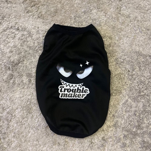 Black Trouble Maker printed shirt like new for cats and small dogs