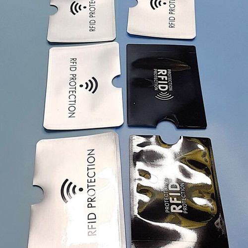 RFID Card Sleeves Set of 6 New, Black and Silver