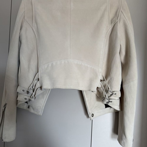 Iro Paris Ashley Suede Leather Biker Jacket Ivory used, lamb leather
