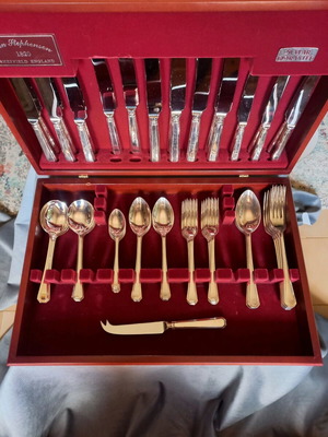Sheffield England cutlery set 67 pieces used with wooden case
