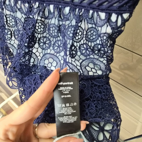 Self-Portrait dress like new, two-tone blue with black ribbons, size S