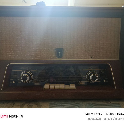 Philips vintage radio and turntable cabinet, 1950s-60s