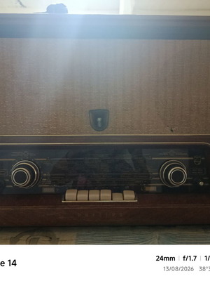 Philips vintage radio and turntable cabinet, 1950s-60s