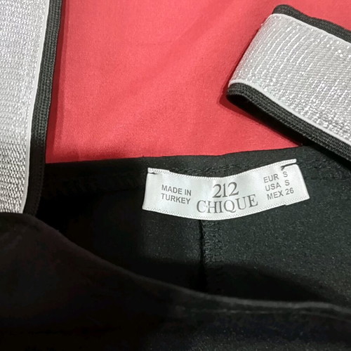 Women's set pants and top with straps new, black and silver