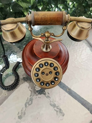 Vintage rotary antique telephone new with wooden base