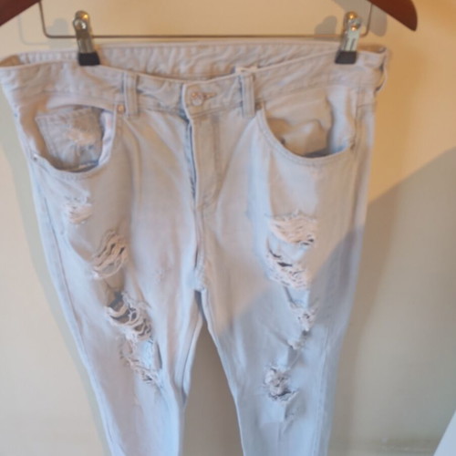 Γυναικείο τζιν παντελόνι Denim με σκισίματα, τιρκουάζ, μέγεθος XXXS