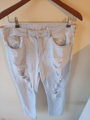 Γυναικείο τζιν παντελόνι Denim με σκισίματα, τιρκουάζ, μέγεθος XXXS