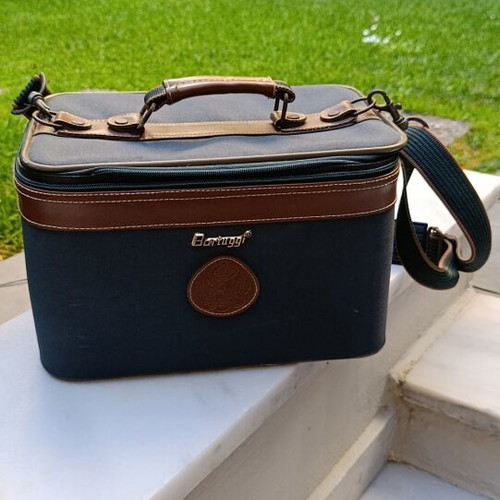 Bartuggi Beauty Case used, navy blue with leather details