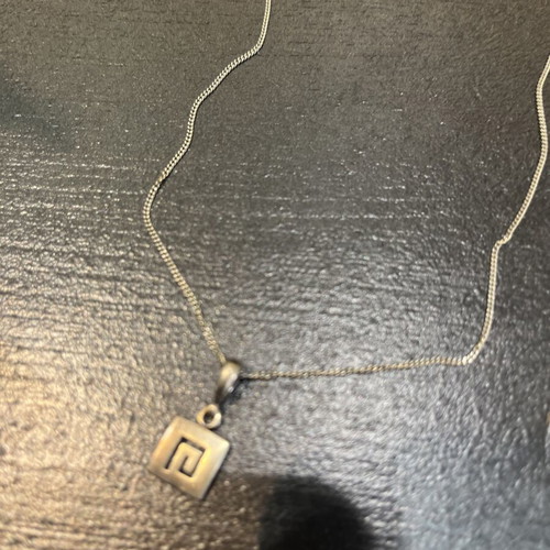 Necklace with Greek Key pendant 925 silver, like new