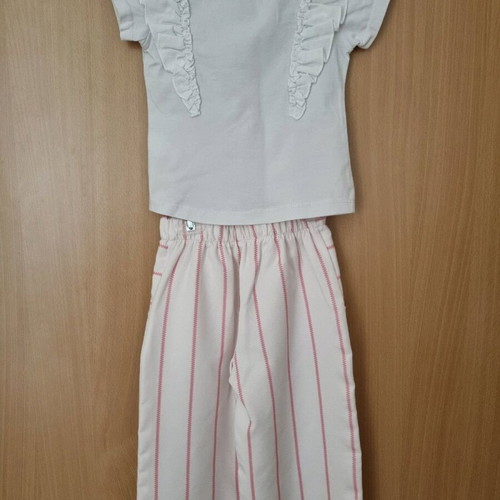 Girls' clothing set for 2 years like new, white and pink