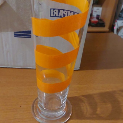 Campari glass like new with orange spiral designs