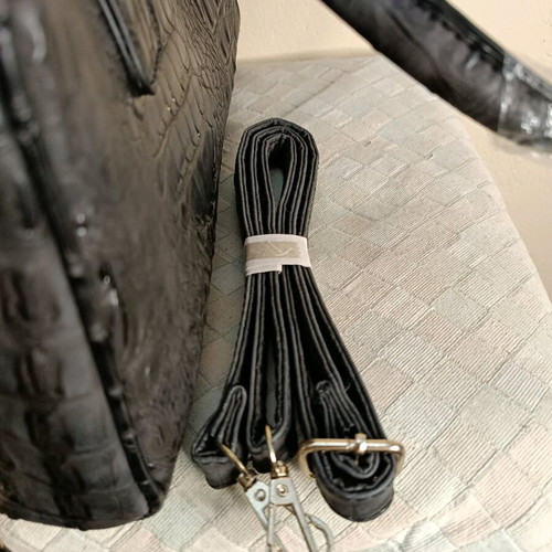 Leather Faux Satchel Bag Croco New With Gold Metal Details