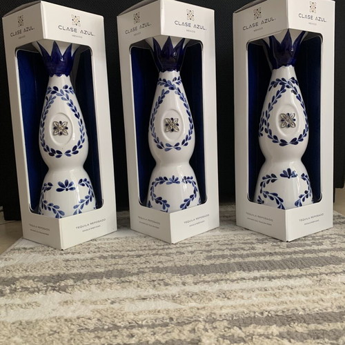Porcelain tequila bottles, hand-painted