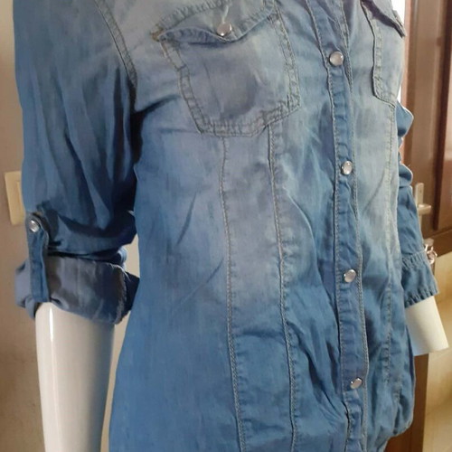 Women's denim shirt fitted like new, blue, size L
