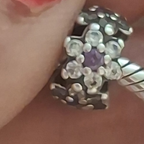 Pandora charm divider with purple and clear cubic zirconia, like new