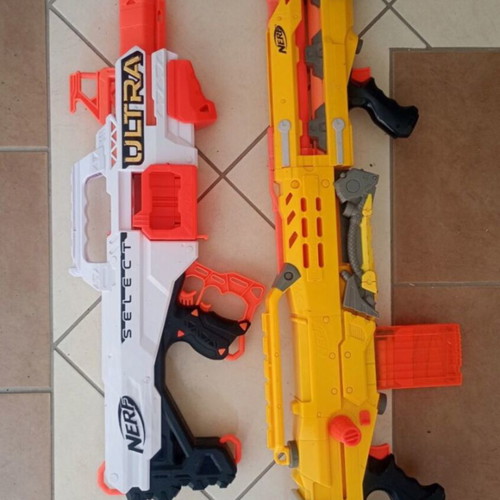 Nerf N-Strike Longshot CS-6 blaster used with Ultra 1 Nerf automatic gift