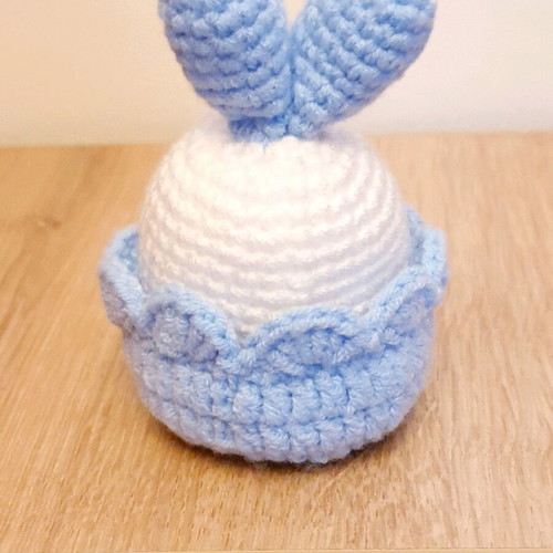 Easter Bunny in Blue Handmade Knitted Basket New