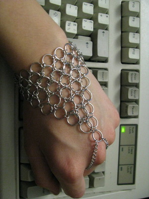 Punk Goth Chainmail glove bracelet new made of steel rings