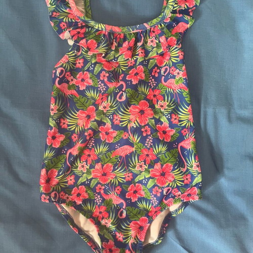 Benetton one-piece swimsuit size XXS 3-4 years like new, blue with pink