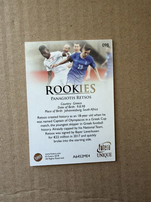 Futera Panagiotis Retsos Rookie card Olympiacos σαν καινούργιο