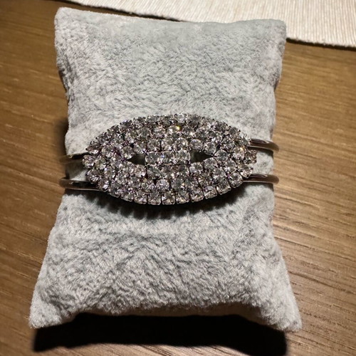 Metal bracelet handcuff like new, silver with decorative stones